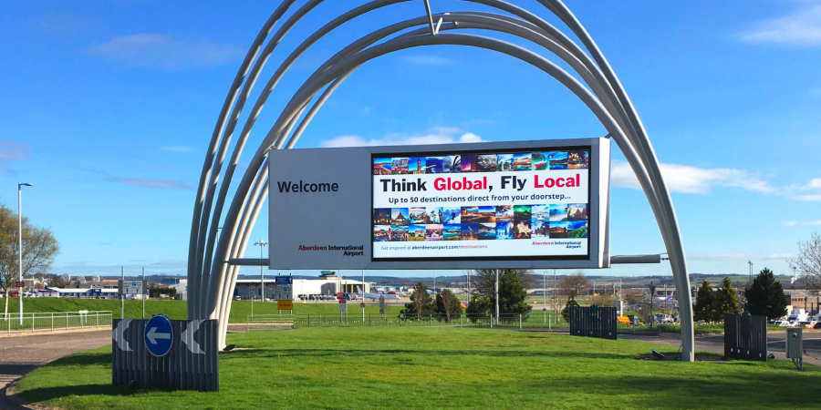 LED backlit advertising – Aberdeen airport