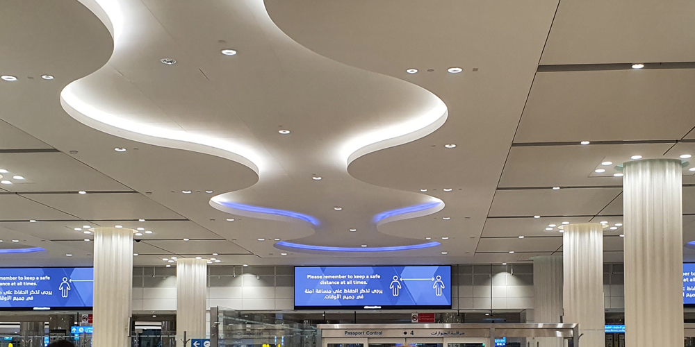 Synchronised lighting and advertising at Dubai Airport