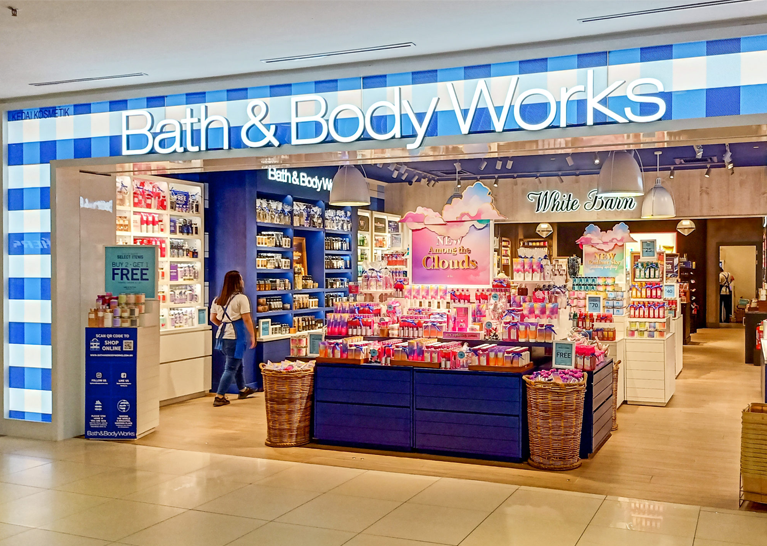 Illuminated shopfronts for Bath and Body Works